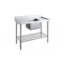 Simply Stainless SS05.7.2100.C Centre bowl 2100mm w x 700mm d x 900mm h SINGLE SINK BENCH WITH SPLASHBACK